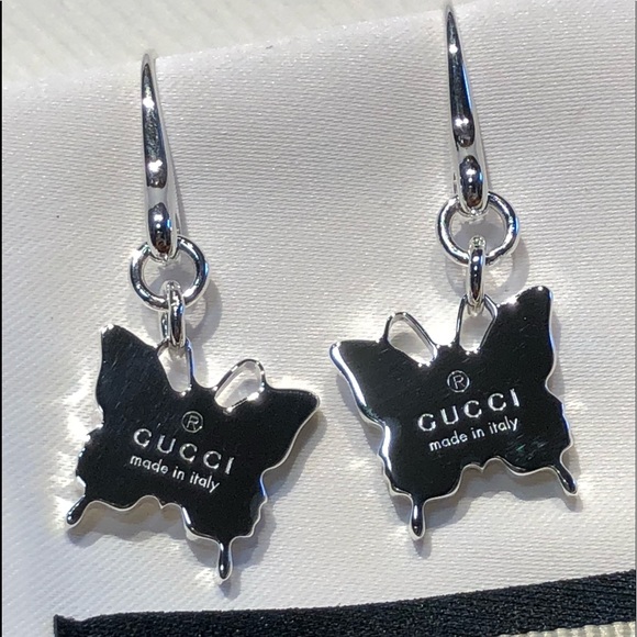 gucci butterfly earrings silver